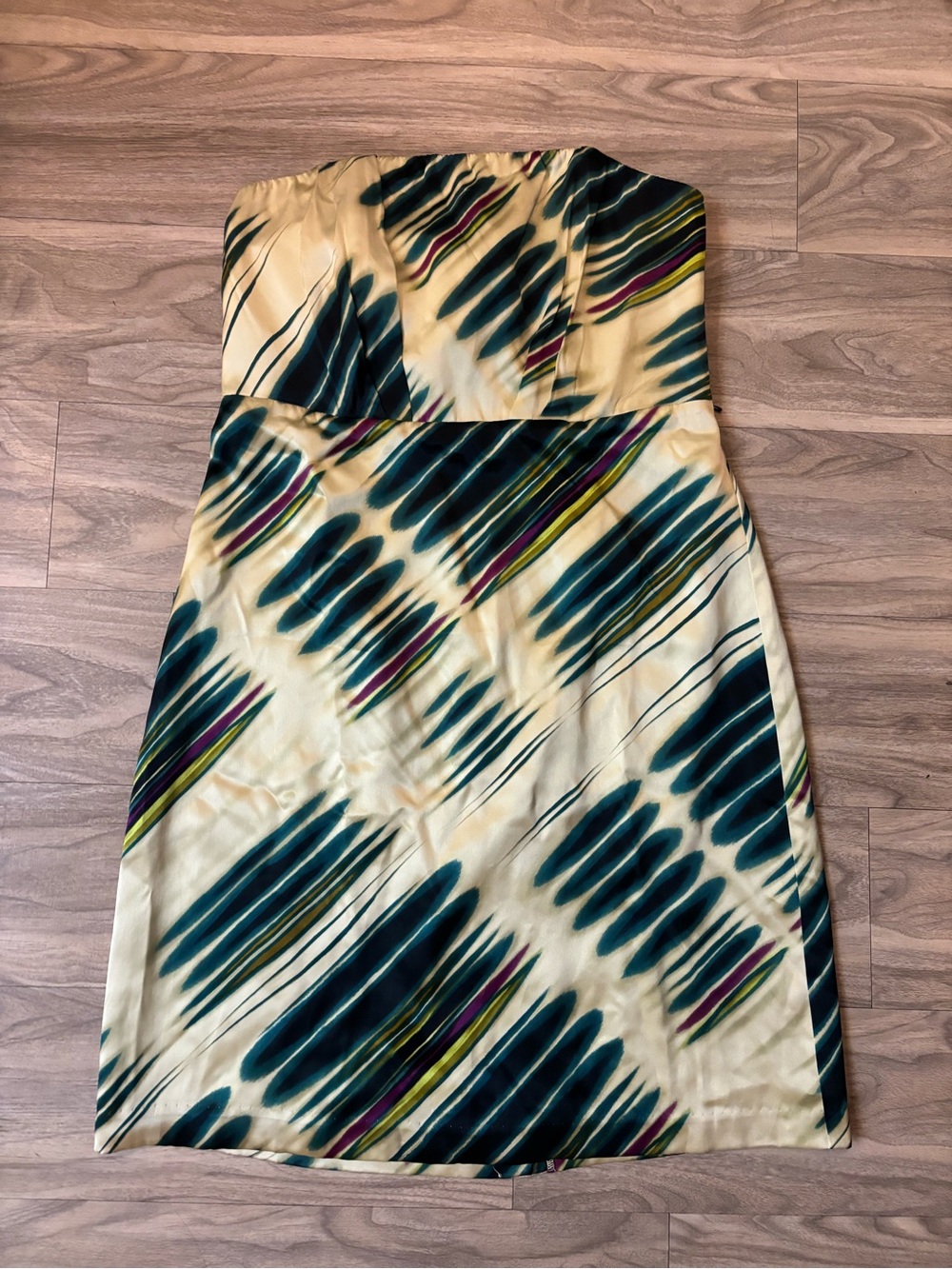 The Limited Strapless Abstract-Print Sheath Dress in Cream, Teal and Olive